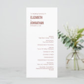Simple Boho Dusty Roos Typography Wedding Programm Programmakaart (Staand voorkant)
