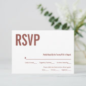 Simple Boho Dusty Roos Typography Wedding RSVP Kaartje (Staand voorkant)