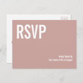 Simple Boho Dusty Roos Typography Wedding RSVP Uitnodiging Briefkaart (Voorkant / Achterkant)