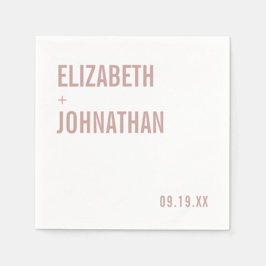 Simple Boho Dusty Roos Typography Wedding Servet (Voorkant)