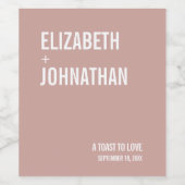 Simple Boho Dusty Roos Typography Wedding Wijn Etiket (Enkel label)