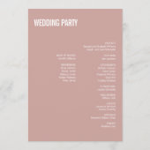 Simple Boho Dusty Roos Wedding Typografie Programmakaart (Achterkant)