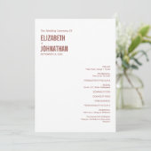 Simple Boho Dusty Roos Wedding Typografie Programmakaart (Staand voorkant)