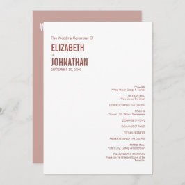 Simple Boho Dusty Roos Wedding Typografie Programmakaart