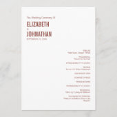 Simple Boho Dusty Roos Wedding Typografie Programmakaart (Voorkant)