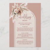 Simple Boho Dusty Rose Pampas Floral Wedding Menu (Voorkant)