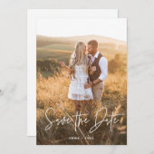 Simple Boho | Elegant modern script en foto Save The Date (Voorkant / Achterkant)