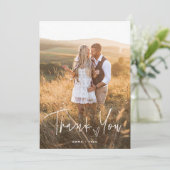 Simple Boho | Elegant script met hart en foto's Bedankkaart (Staand voorkant)