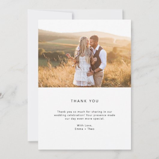 Simple Boho | Elegant script met hart en foto's Bedankkaart (Achterkant)