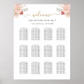 Simple Boho Florals Wedding Seating Chart Poster (Voorkant)