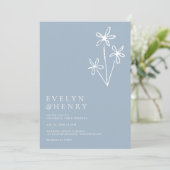 Simple Boho Minimalist Dusty Blue Wedding Kaart (Staand voorkant)