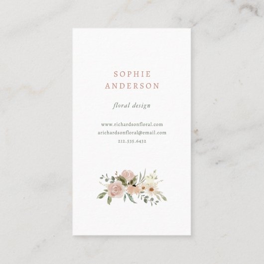 Simple Boho Neutral Floral en Greenery Visitekaartje (Achterkant)