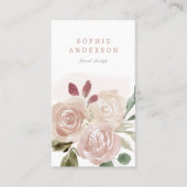 Simple Boho Neutral Floral en Greenery Visitekaartje (Voorkant)