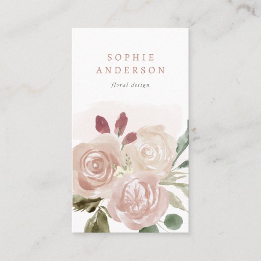 Simple Boho Neutral Floral en Greenery Visitekaartje (Voorkant)