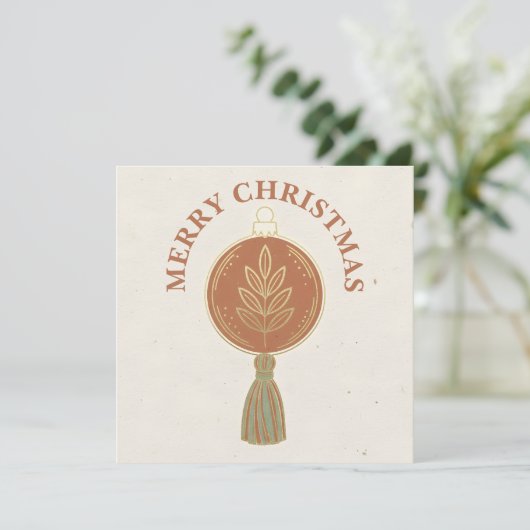 Simple Boho Ornament Christmas Feestdagenkaart (Staand voorkant)