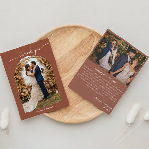 Simple Boho Pampas Grass Terracotta Photo Flat Bedankkaart