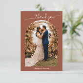 Simple Boho Pampas Grass Terracotta Photo Flat Bedankkaart (Staand voorkant)