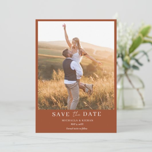 Simple Boho Photo Wedding Save The Date (Staand voorkant)