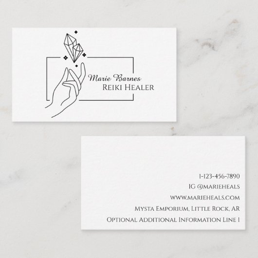 Simple Boho Reiki Healer Crystal Hand Modern Visitekaartje (Voorkant / Achterkant)