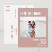 Simple Boho Roos Typografie Photo Save the Date Aankondigingskaart (Voorkant / Achterkant)