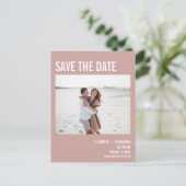 Simple Boho Roos Typografie Photo Save the Date Aankondigingskaart (Staand voorkant)