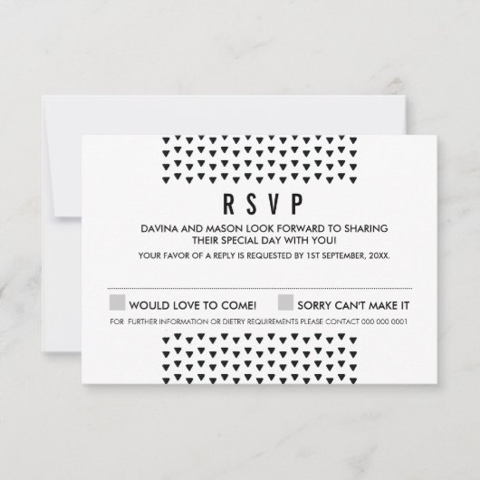 SIMPLE BOHO RSVP modern driehoekspatroon zwart (Voorkant)