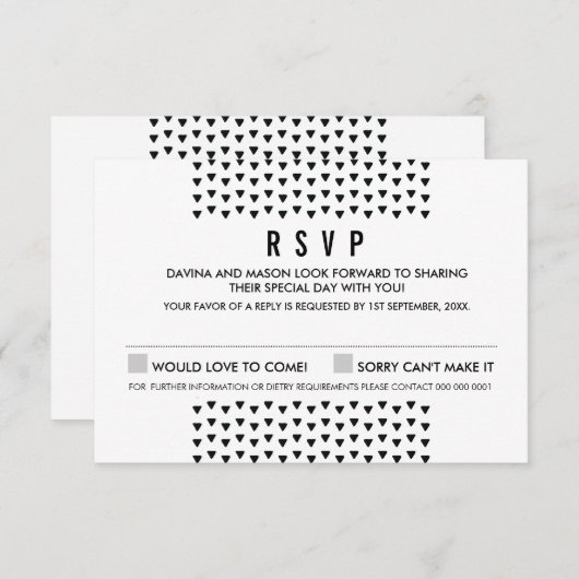 SIMPLE BOHO RSVP modern driehoekspatroon zwart (Voorkant / Achterkant)