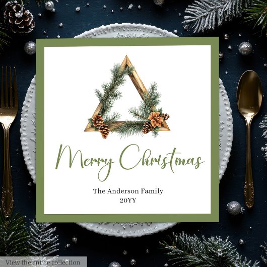 Simple Boho Rustic Christmas Wreath Napkins Servet