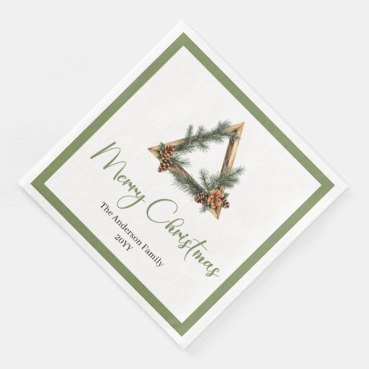 Simple Boho Rustic Christmas Wreath Napkins Servet (Hoek)