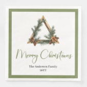 Simple Boho Rustic Christmas Wreath Napkins Servet (Voorkant)