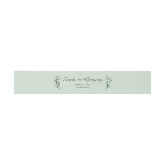 Simple Boho Sage Green Wedding Uitnodigingen Wikkel (Vlak)