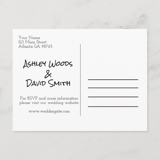 Simple Boho Script Wedding Briefkaart (Achterkant)