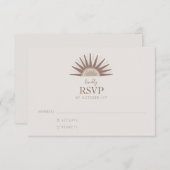 Simple Boho Sun Brown en Taupe Wedding RSVP Kaartje (Voorkant / Achterkant)