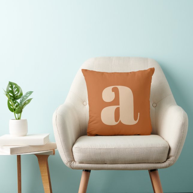 Simple Boho Terracotta Bold Retro Monogram Initiaa Kussen (Stoel)