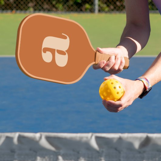 Simple Boho Terracotta Bold Retro Monogram Initiaa Pickleball Paddle (Insitu)