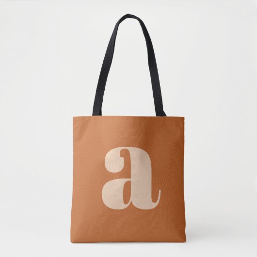 Simple Boho Terracotta Bold Retro Monogram Initiaa Tote Bag (Voorkant)