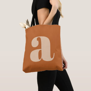 Simple Boho Terracotta Bold Retro Monogram Initiaa Tote Bag