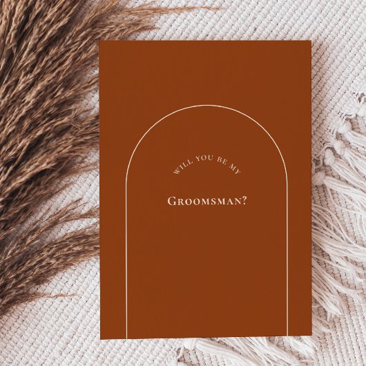 Simple Boho Terracotta Groomsman-voorstel Kaart