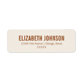 Simple Boho Terracotta Typography Bridal Address L Etiket (Voorkant)