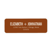Simple Boho Terracotta Typography Weddenschap Addr Etiket (Voorkant)