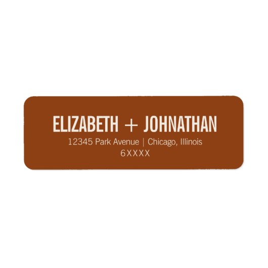 Simple Boho Terracotta Typography Weddenschap Addr Etiket (Voorkant)