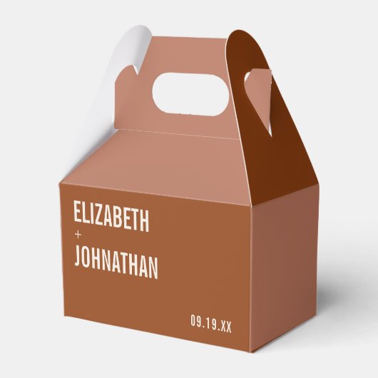 Simple Boho Terracotta Typography Wedding Bedankdoosjes (Voorkant Zijde)