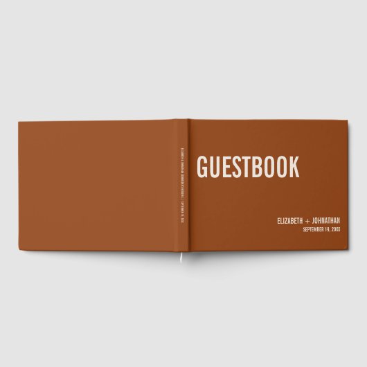 Simple Boho Terracotta Typography Wedding Gastenboek (Volledig)