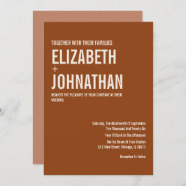 Simple Boho Terracotta Typography Wedding Kaart