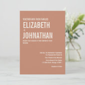 Simple Boho Terracotta Typography Wedding Kaart (Staand voorkant)