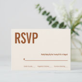 Simple Boho Terracotta Typography Wedding RSVP (Staand voorkant)