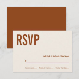 Simple Boho Terracotta Typography Wedding RSVP Kaartje