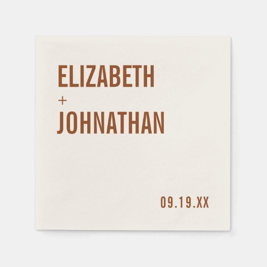 Simple Boho Terracotta Typography Wedding Servet (Voorkant)