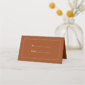 Simple Boho Terracotta Wedding Folded Plaatskaartje (Voorkant)