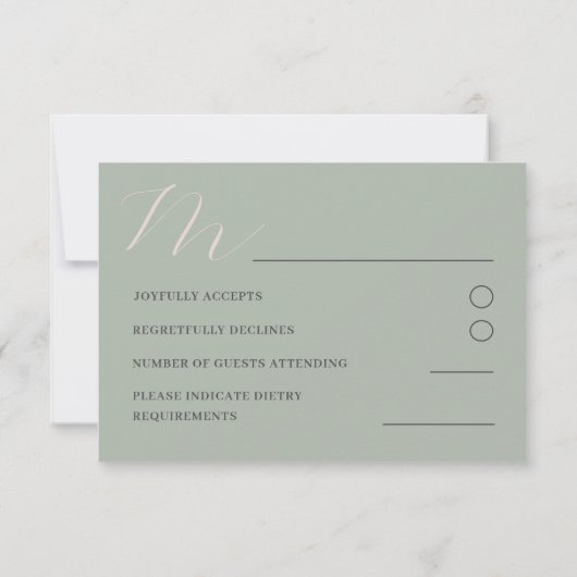 Simple Boho Tropical Sage Green Floral RSVP (Achterkant)